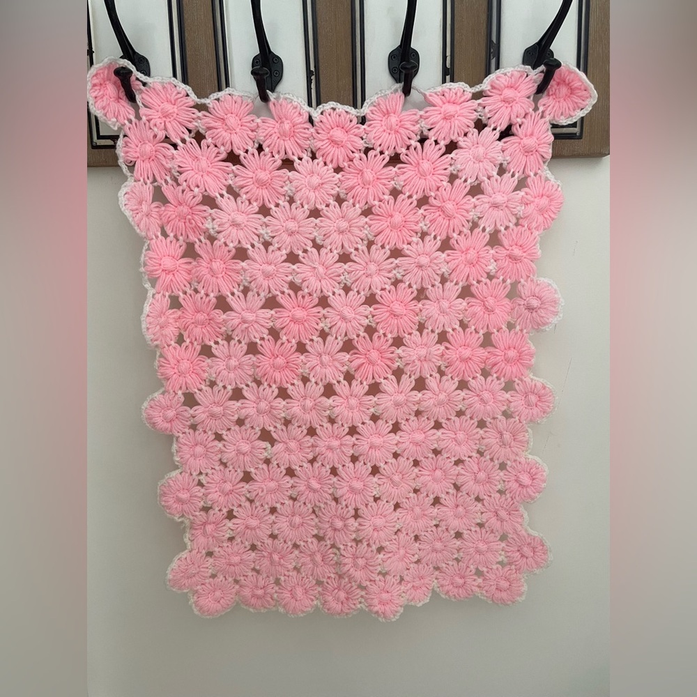 Pink Crochet Floral Pattern Hanging